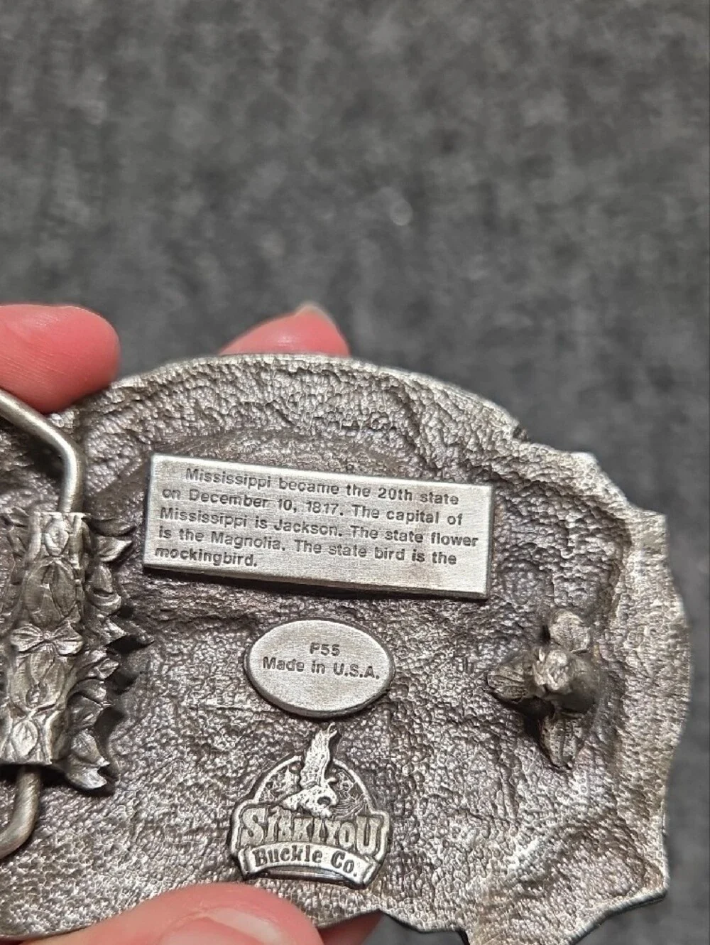 Mississippi Dixie Silver-Tone Belt Buckle